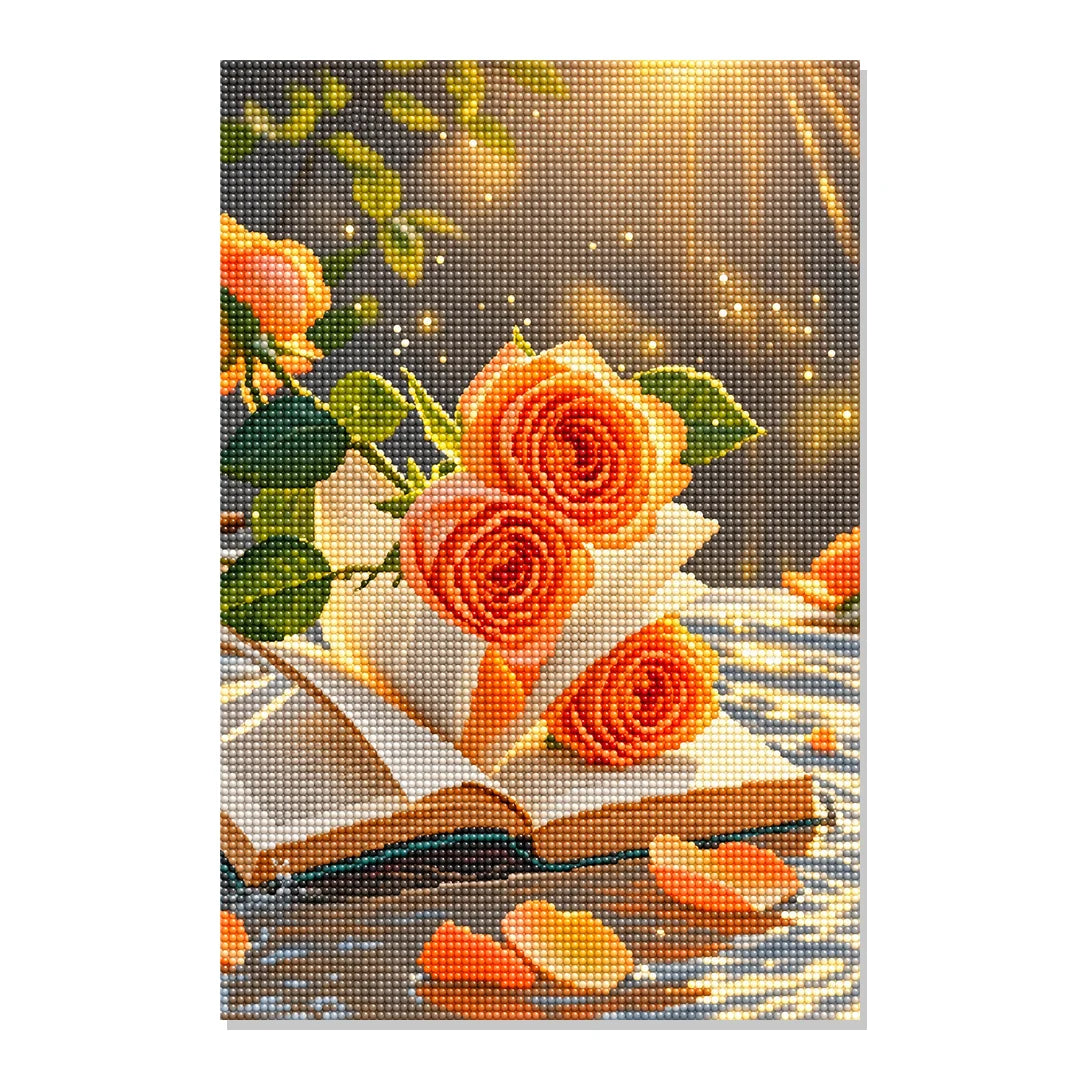 Sunset Orange Roses Diamond Painting Kit hero view