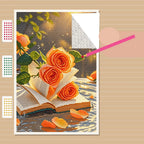 Sunset Orange Roses Diamond Painting Kit process view