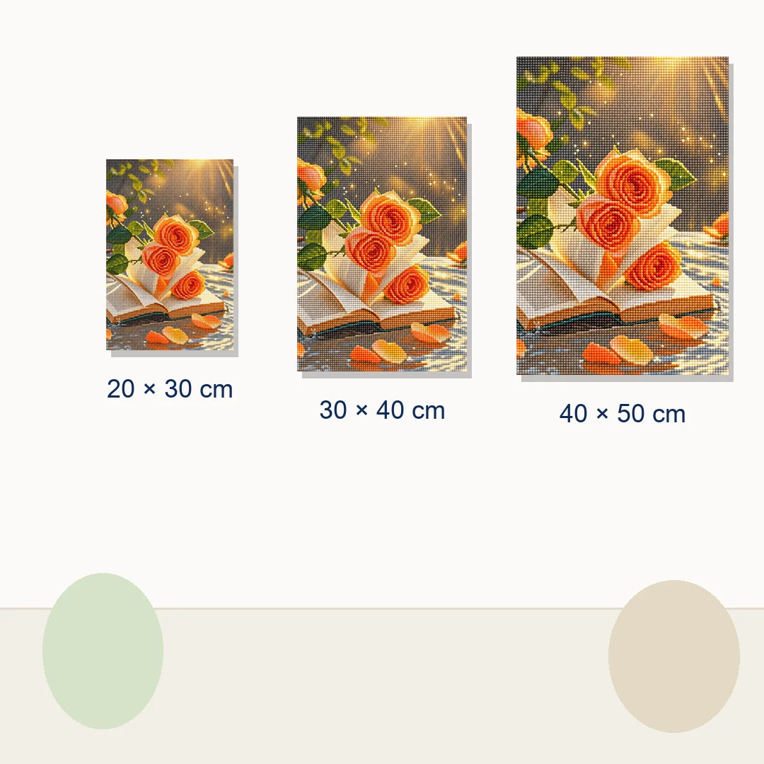 Sunset Orange Roses Diamond Painting Kit size view