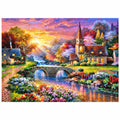 Sunset Riverside Church Diamond Painting Kit finished landscape diamond painting product