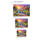 Sunset Riverside Church Diamond Painting Kit diamond painting landscape size comparison
