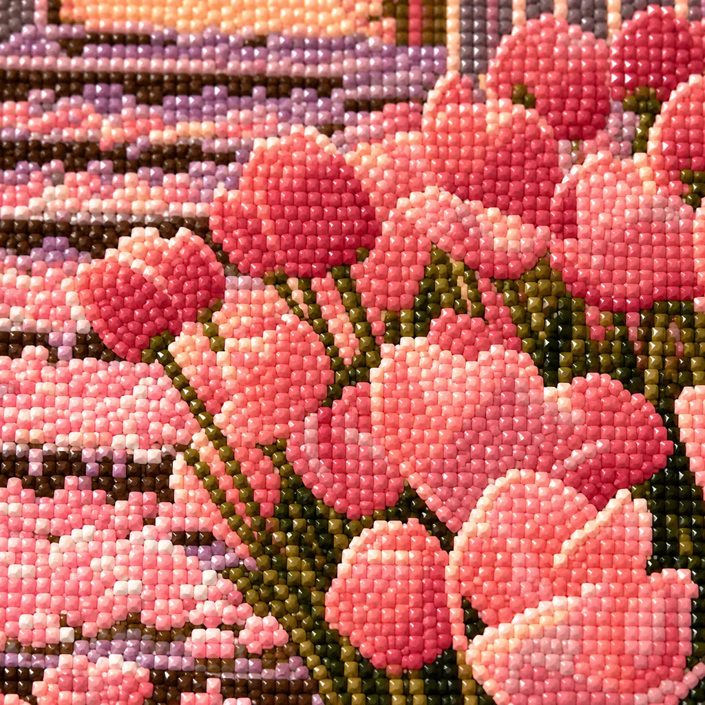 Close-up diamond drill detail of Sunset Tulip Terrace