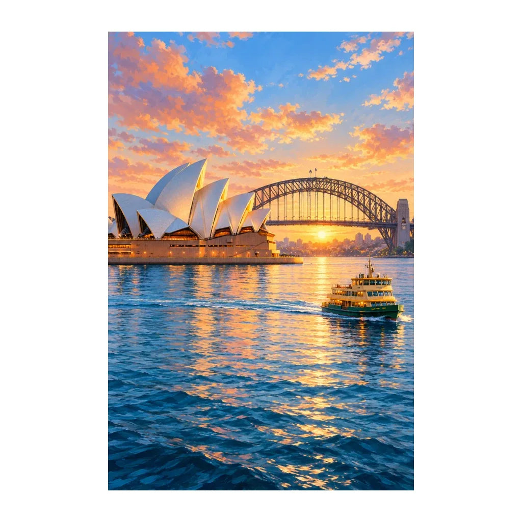 Original Sydney Opera House Harbor artwork on a white background.