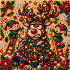 Tangled Lights Reindeer and Elves — detail image