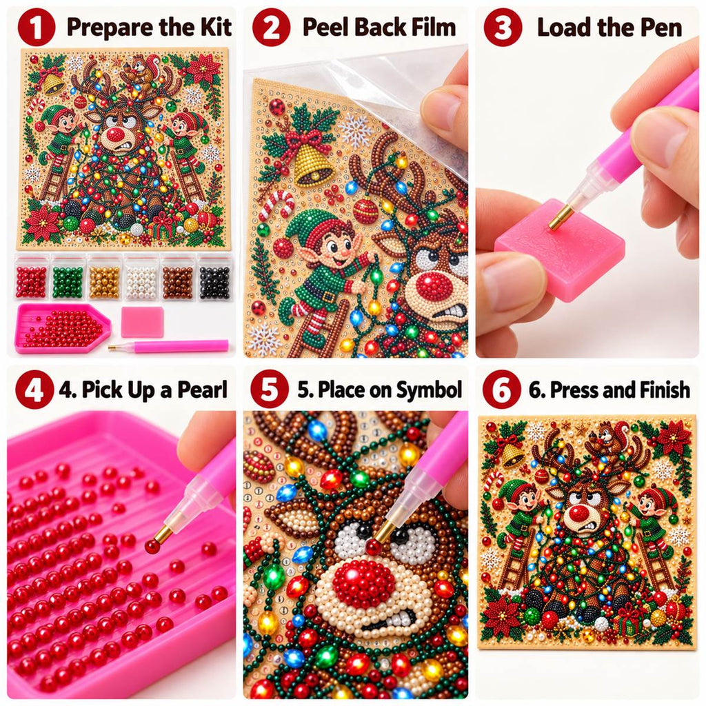 Tangled Lights Reindeer and Elves — tutorial image