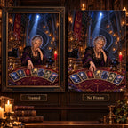 Framed and no-frame options for the tarot reader diamond painting.