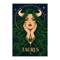 Original white-background artwork of Taurus Emerald Bull Priestess
