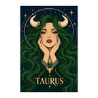 Original white-background artwork of Taurus Emerald Bull Priestess
