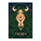 Finished white-background diamond painting of Taurus Emerald Bull Priestess