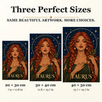 Taurus Copper Earth Keeper diamond painting in 20 by 30, 30 by 40, and 40 by 50 centimeter sizes