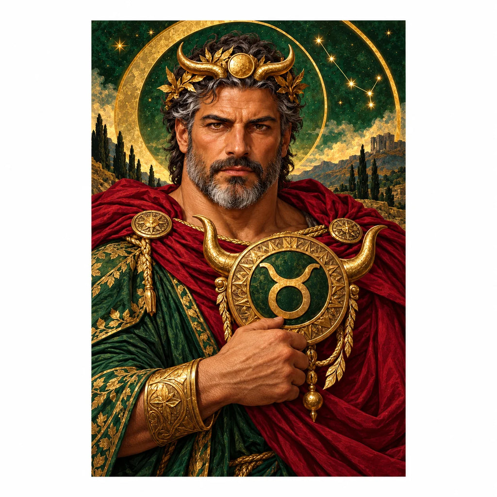 Original white-background artwork for Taurus guardian and bull emblem