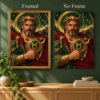 Framed and no-frame comparison for Taurus guardian and bull emblem