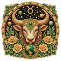 Finished taurus pearl painting design on a clean background