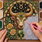 Pearl placement process on the taurus printed canvas