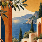 Close-up diamond detail of the terracotta arches at sunset diamond painting