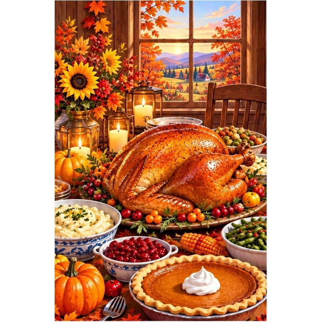Thanksgiving Farmhouse Harvest Feast — original artwork on a clean white background