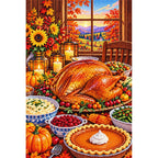 Thanksgiving Farmhouse Harvest Feast — finished diamond painting on a white background