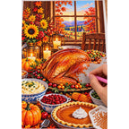 Thanksgiving Farmhouse Harvest Feast — diamond painting process with applicator pen