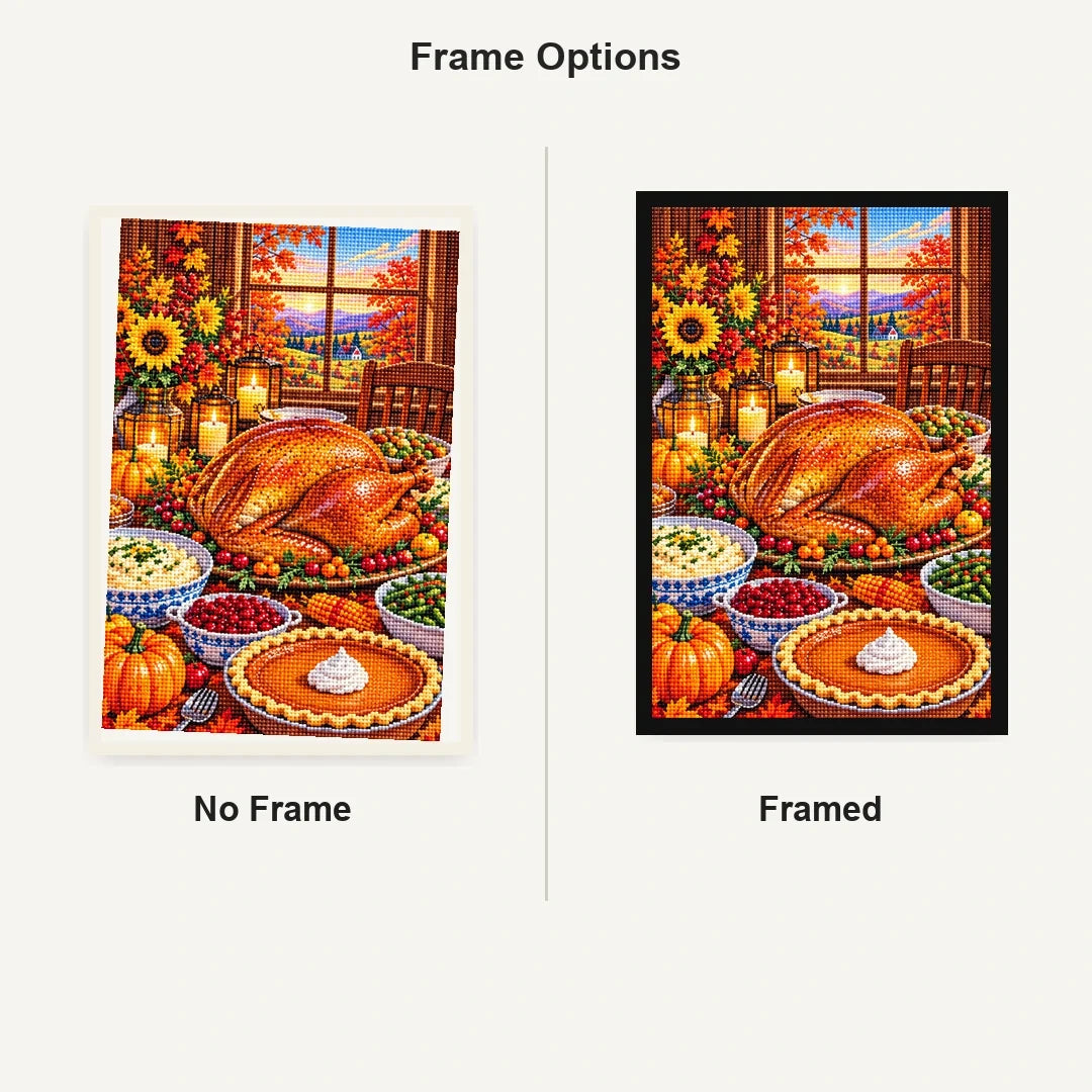 Thanksgiving Farmhouse Harvest Feast — No Frame and Framed style comparison