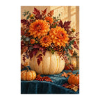 White-background finished diamond painting of thanksgiving floral pumpkin