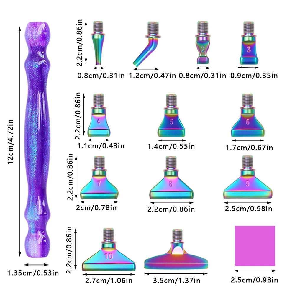 Threaded diamond painting pen set dimensions 15 x 8 x 1.8 cm