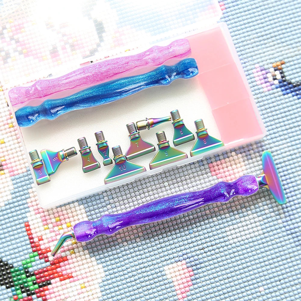 Threaded diamond painting pen set organizer and accessories
