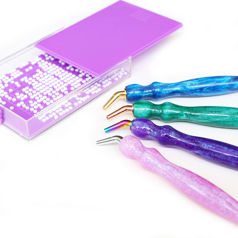 Threaded diamond painting pen set storage tray