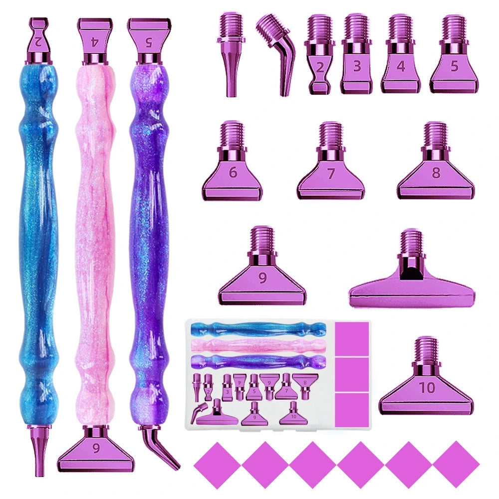 Purple color threaded diamond painting pen set