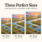Tidal marsh landscape diamond painting in 20 by 30, 30 by 40, and 40 by 50 centimeter sizes