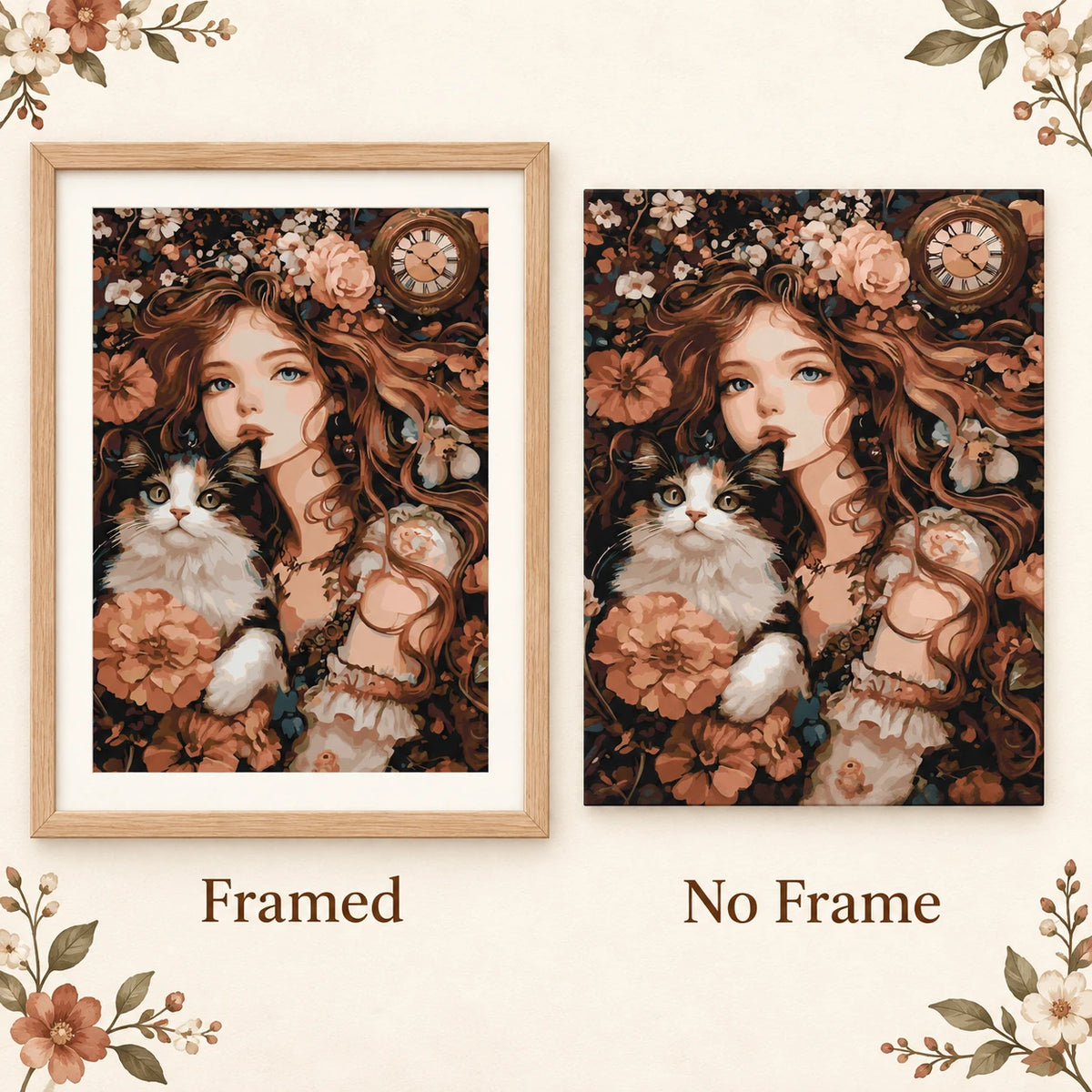 Framed and no-frame comparison for Timeless Companion Diamond Painting Kit