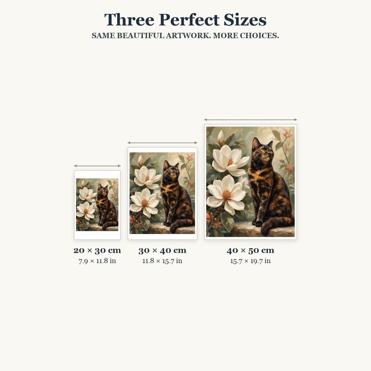 Size guide for Tortoiseshell Among Magnolias Diamond Painting Kit