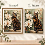 Framed and no-frame comparison for Tortoiseshell Among Magnolias Diamond Painting Kit