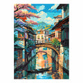 Original artwork for Tranquil Village Canal Diamond Painting Kit, featuring its landscape design.