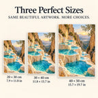 Travertine turquoise pools diamond painting in 20 by 30, 30 by 40, and 40 by 50 centimeter sizes