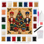 Nutcracker Christmas tree pearl diamond painting — illustrated canvas, matching pearls and placement tools