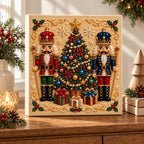 Nutcracker Christmas tree pearl diamond painting — finished-art room display illustration; props excluded
