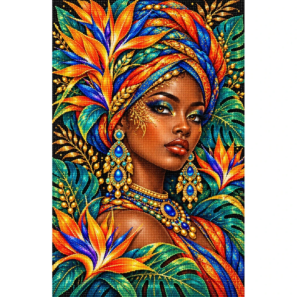 Tropical Bird of Paradise Queen original artwork on white background