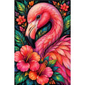 Tropical Floral Flamingo Diamond Painting Kit — original white-background artwork