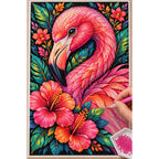Tropical Floral Flamingo Diamond Painting Kit — Diamond painting process