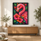Tropical Floral Flamingo Diamond Painting Kit — Home decor scene