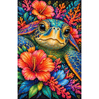 Tropical Floral Frog Diamond Painting Kit — Finished white-background diamond painting