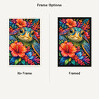 Tropical Floral Frog Diamond Painting Kit — No Frame and Framed comparison