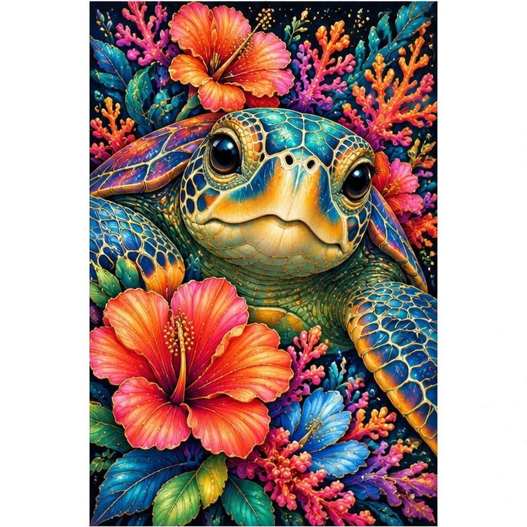 Tropical Floral Frog Diamond Painting Kit — original white-background artwork