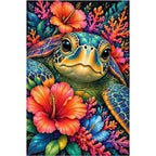 Tropical Floral Frog Diamond Painting Kit — original white-background artwork