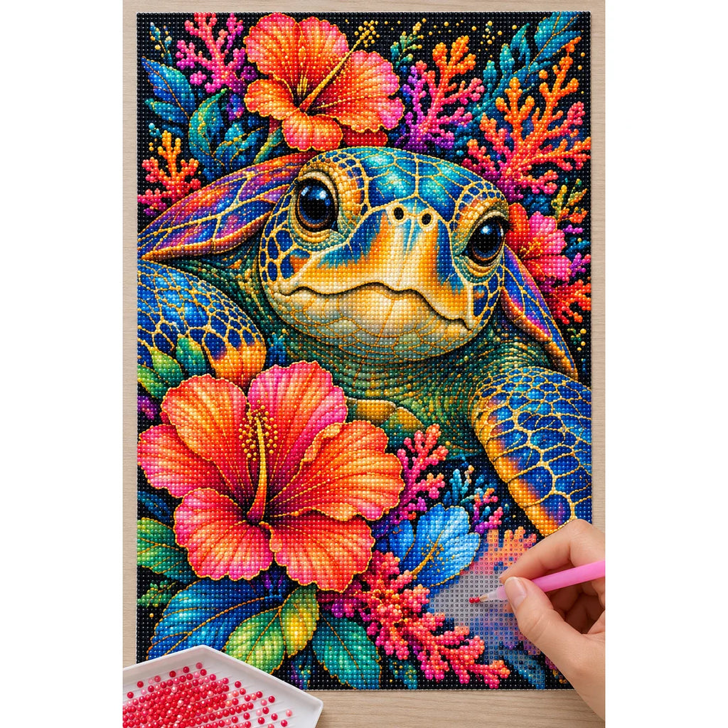 Tropical Floral Frog Diamond Painting Kit — Diamond painting process