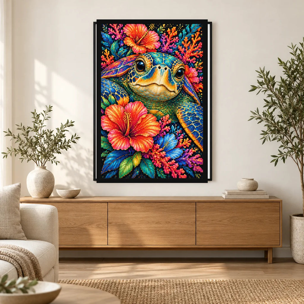 Tropical Floral Frog Diamond Painting Kit — Home decor scene