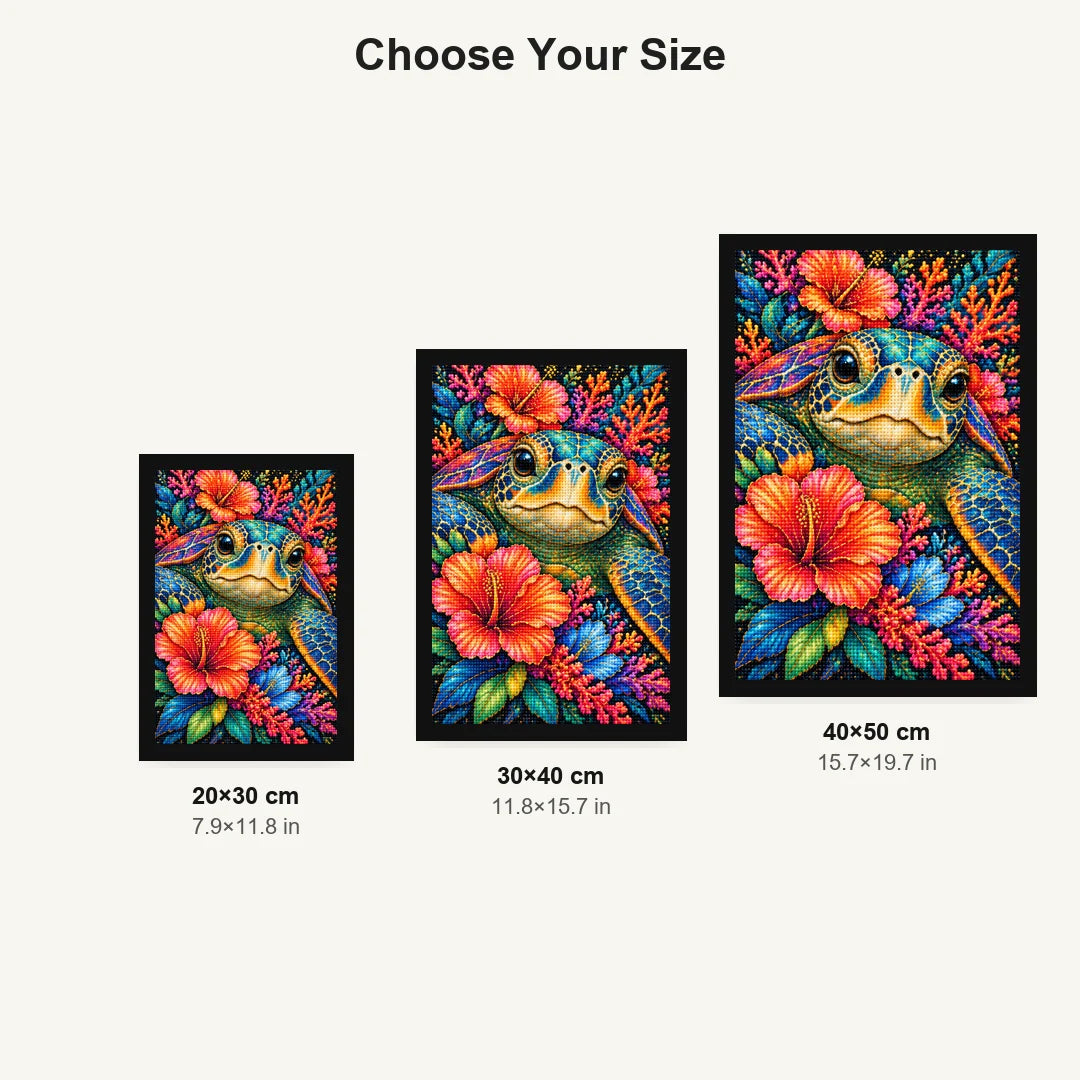Tropical Floral Frog Diamond Painting Kit — Size guide