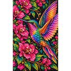 Green Hummingbird Among Ochre Branches Diamond Painting Kit — Finished white-background diamond painting
