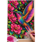 Green Hummingbird Among Ochre Branches Diamond Painting Kit — Diamond painting process