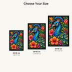 Tropical Floral Peacock Diamond Painting Kit — Size guide